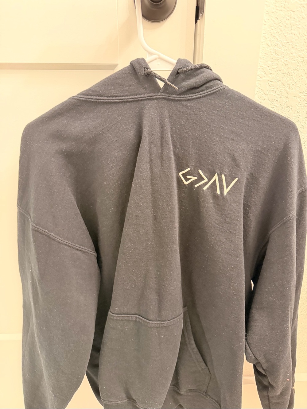 Mens Hooded Sweatshirt with Minimal Logo - Dark Gray